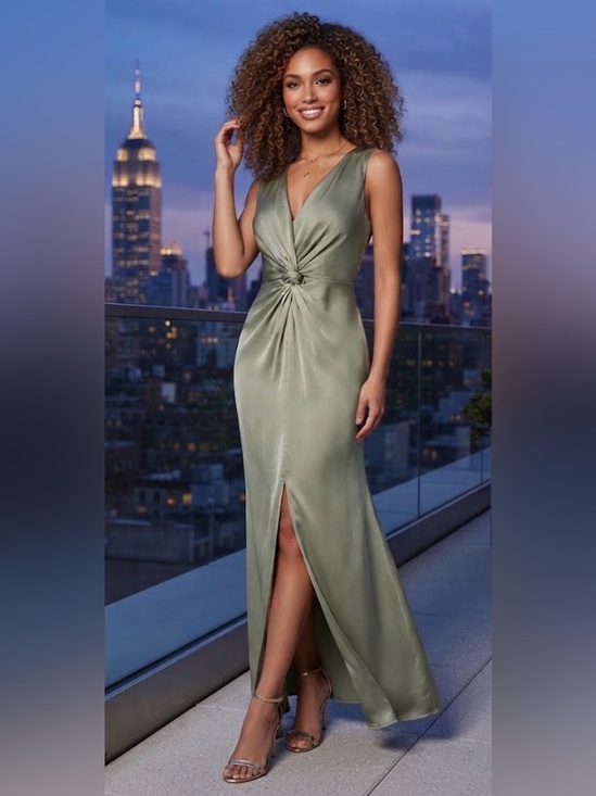 Lulus Dresses & Skirts - Lulu's Olive Green Twist-Front V-Neck Maxi Dress